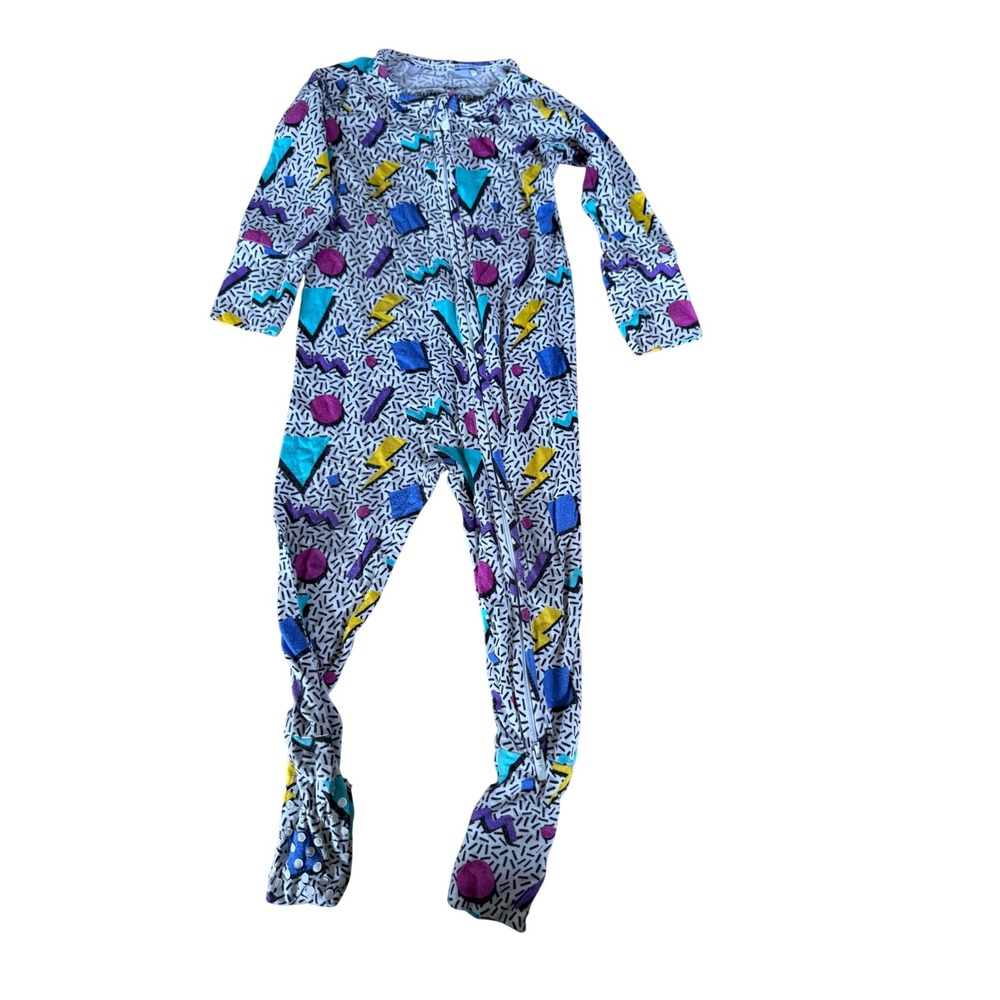 Bums & Roses 90s Geometric Bamboo Viscose Footie Sleeper 12-18 Months